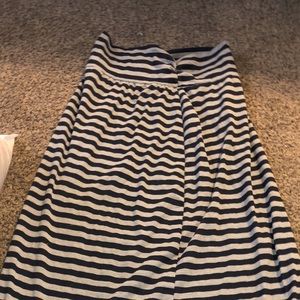 Long navy and grey striped skirt